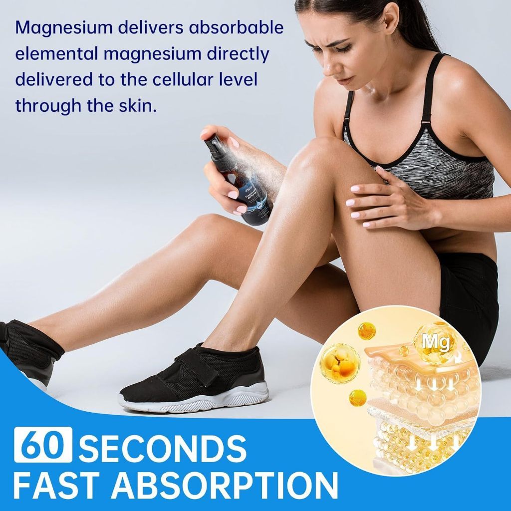 Pure Magnesium Oil Spray 60ml 100% Natural Oil Feet Body Sleep Anxiety Men Women