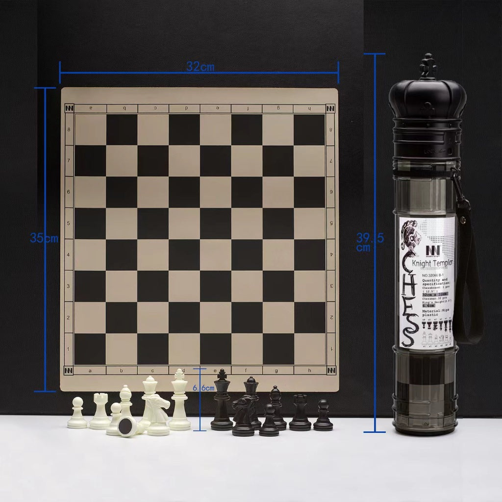 Foldable Tournament Chess Travel Roll Up Silicone Board Travel Tube