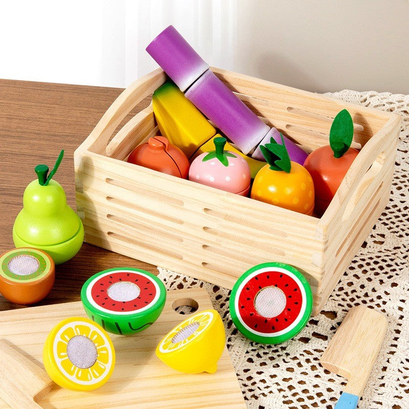 Fruit Cutting Game Velcro Preschool Montessori Wooden Toys