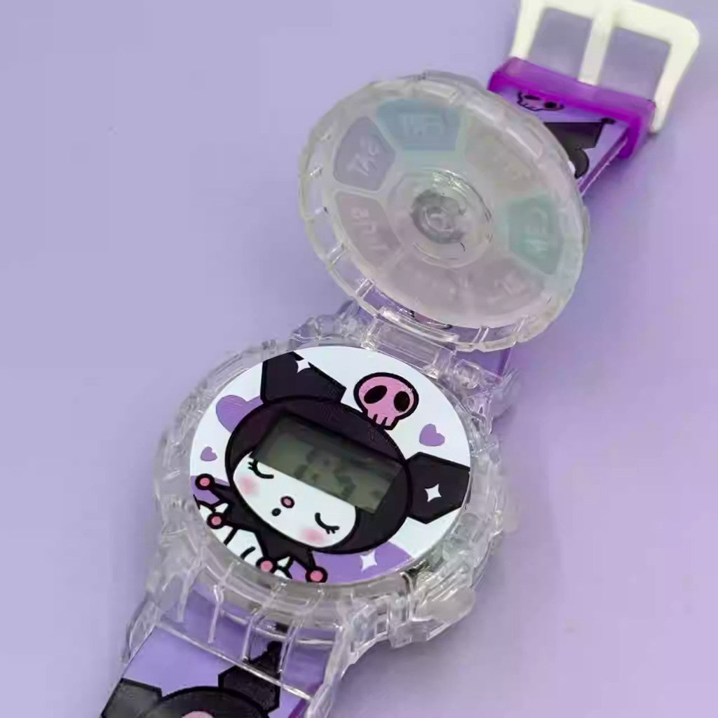 Children Sanrio Luminous Student Watch Flip Cover