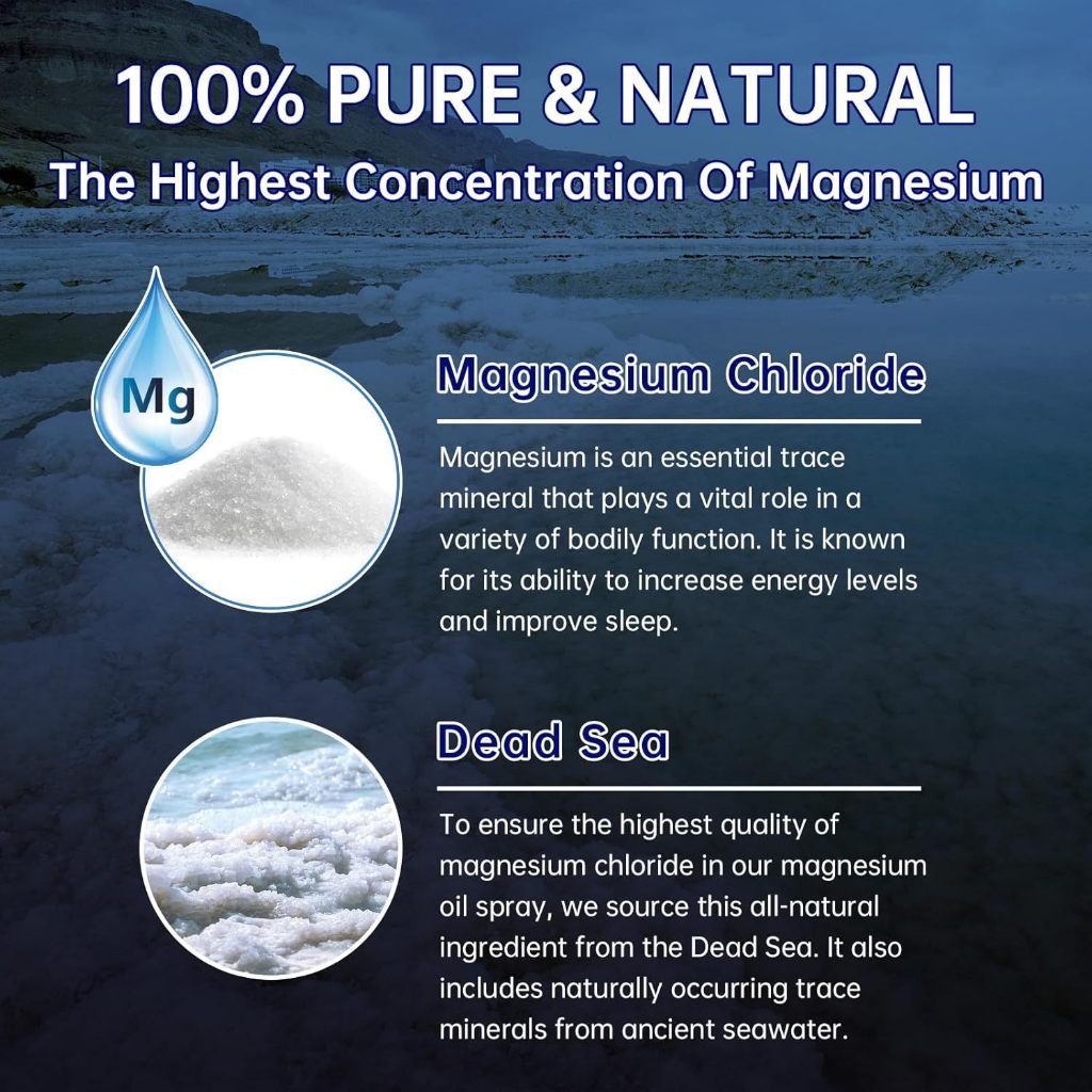Pure Magnesium Oil Spray 60ml 100% Natural Oil Feet Body Sleep Anxiety Men Women