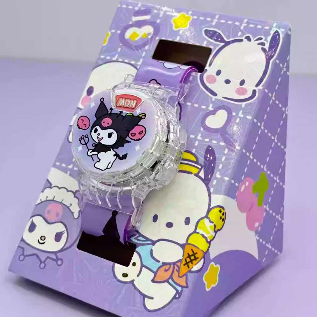 Children Sanrio Luminous Student Watch Flip Cover