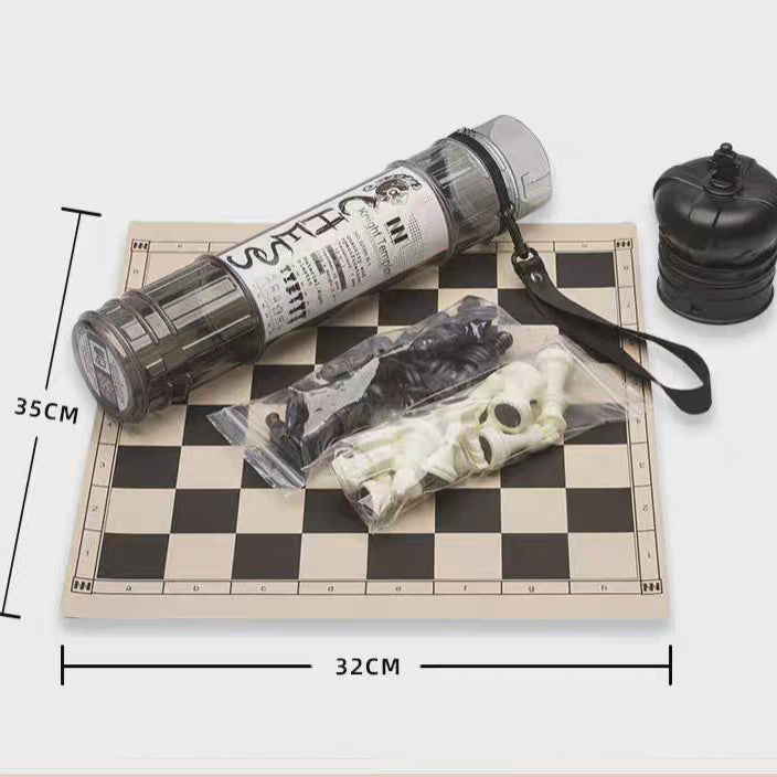 Foldable Tournament Chess Travel Roll Up Silicone Board Travel Tube