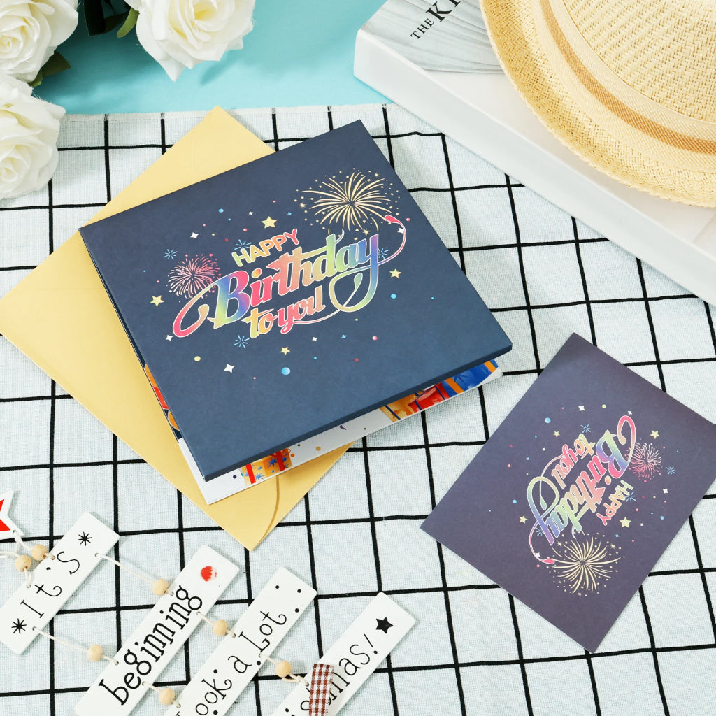 3D Pop Up Fireworks Happy Birthday Greeting Card