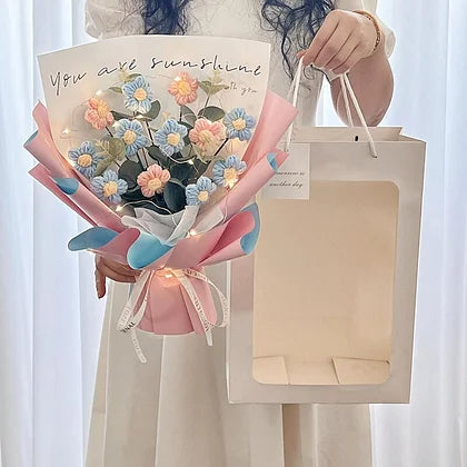 Handmade Knitted Crochet Flowers Bouquet Gifts