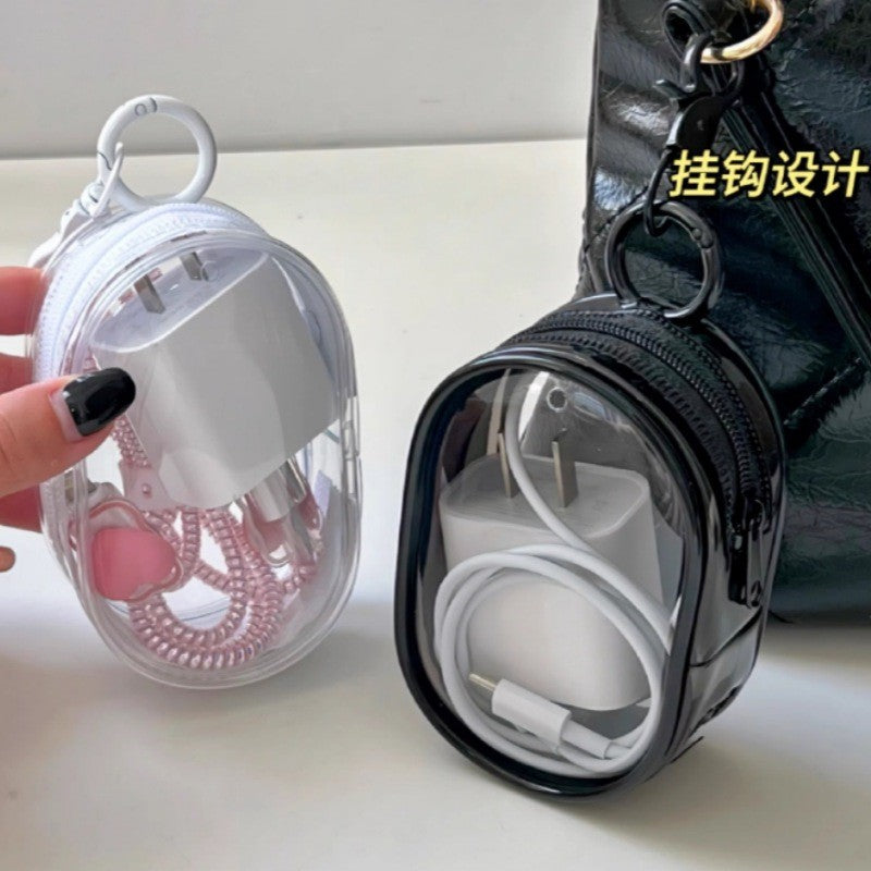 Portable Clear PVC Travel Zipper Pouch Cables Charger Organizer Bag