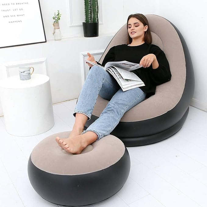 2pc Inflatable Lazy Sofa and Footrest Stool