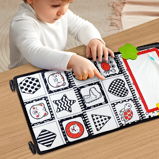Baby Tummy Time Cloth Sensory Books with Mirror