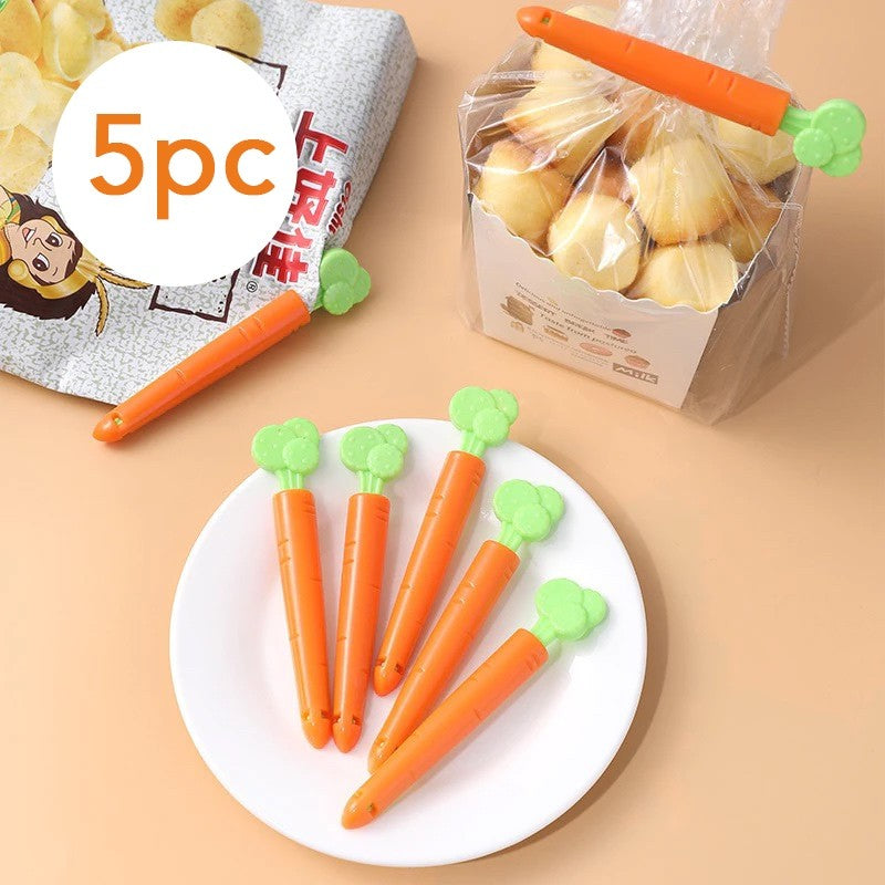 5pc Carrot Food Snacks Plastic Sealing Clips