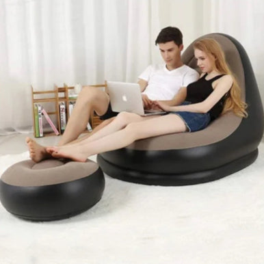 2pc Inflatable Lazy Sofa and Footrest Stool