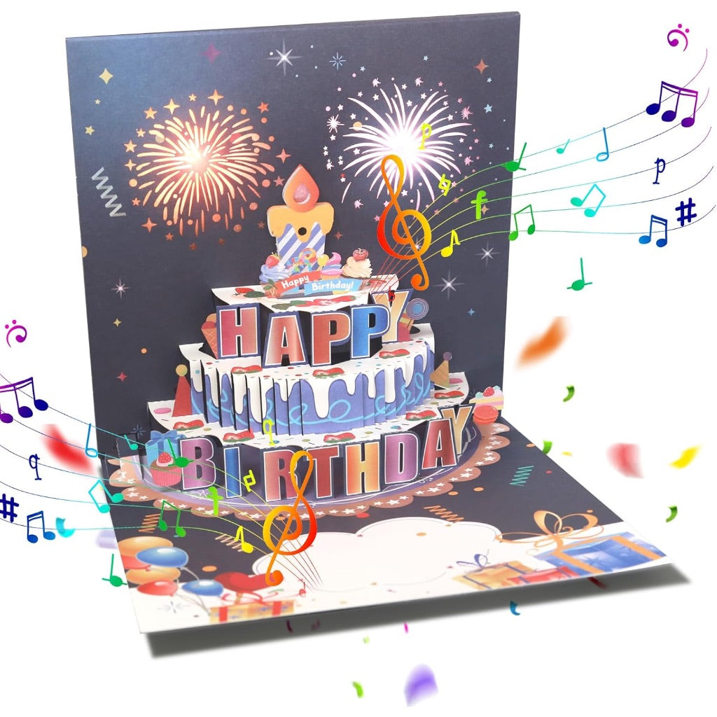 3D Pop Up Fireworks Happy Birthday Greeting Card