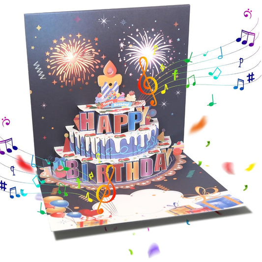 3D Pop Up Fireworks Happy Birthday Greeting Card
