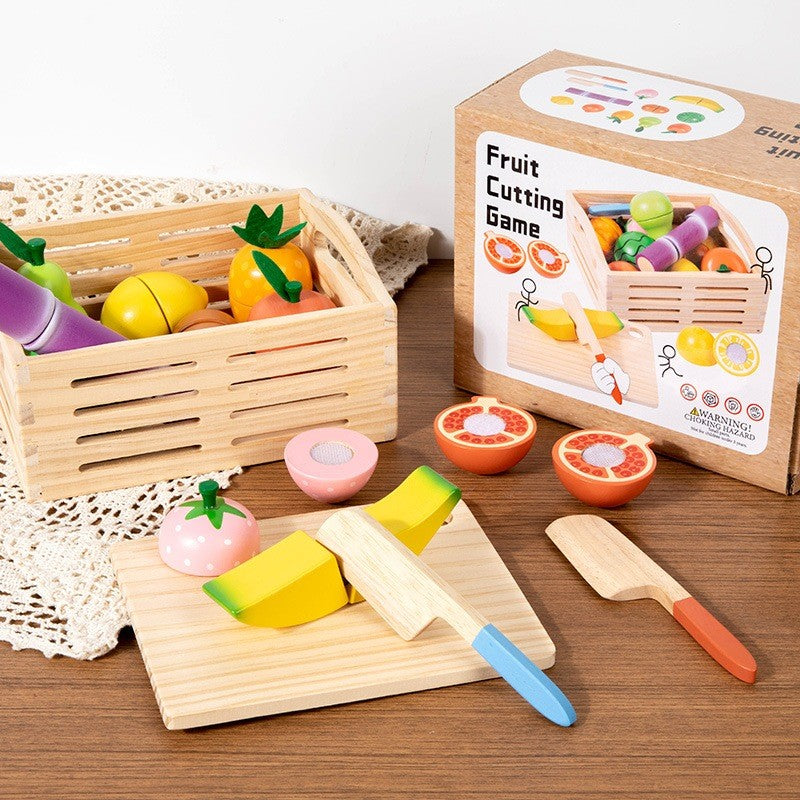 Fruit Cutting Game Velcro Preschool Montessori Wooden Toys
