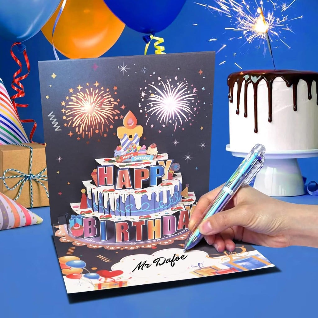 3D Pop Up Fireworks Happy Birthday Greeting Card