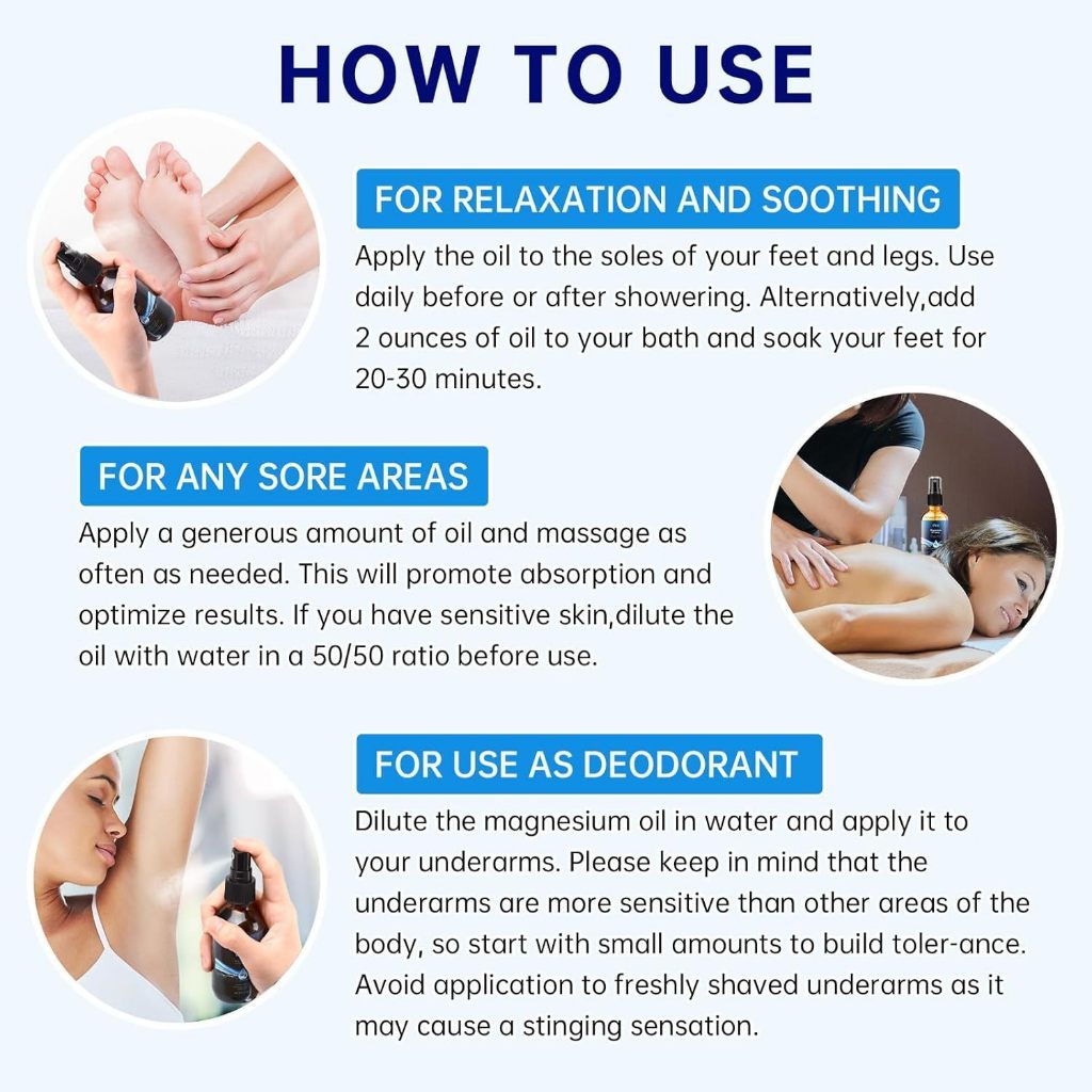 Pure Magnesium Oil Spray 60ml 100% Natural Oil Feet Body Sleep Anxiety Men Women