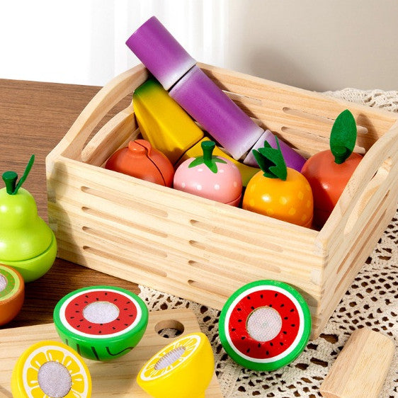Fruit Cutting Game Velcro Preschool Montessori Wooden Toys