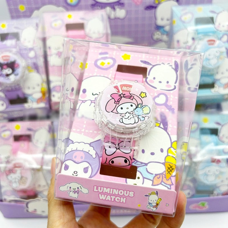 Children Sanrio Luminous Student Watch Flip Cover