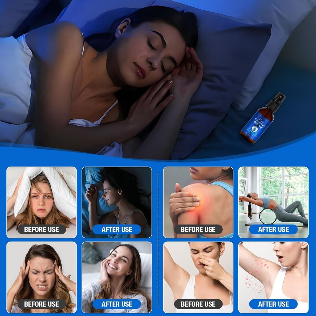 Pure Magnesium Oil Spray 60ml 100% Natural Oil Feet Body Sleep Anxiety Men Women