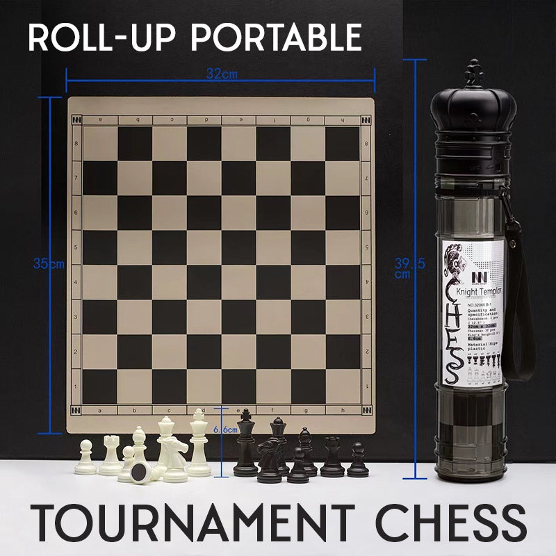 Foldable Tournament Chess Travel Roll Up Silicone Board Travel Tube