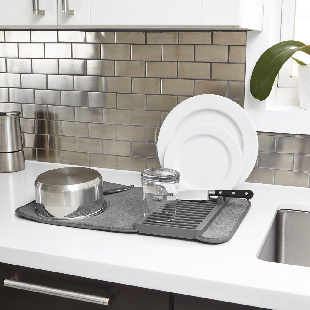 2in1 Dish Drying Rack & Microfiber Dish Mat