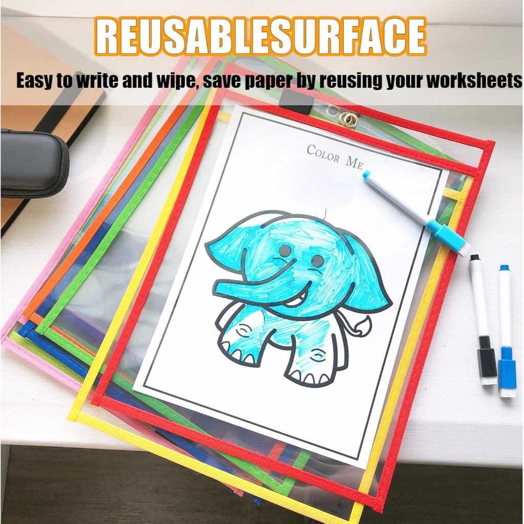 Clear PVC Reusable Dry Erase Pocket Sleeves