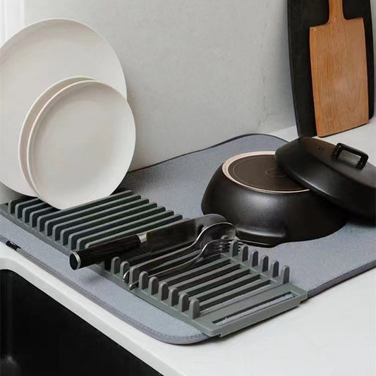 2in1 Dish Drying Rack & Microfiber Dish Mat