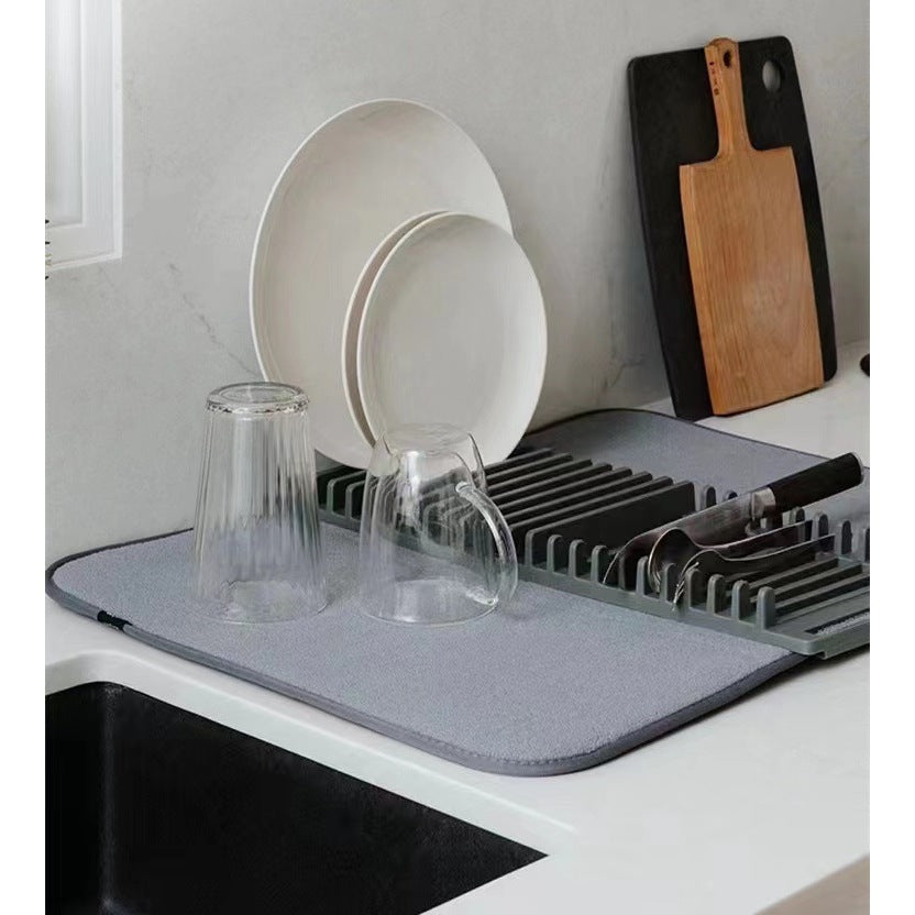 2in1 Dish Drying Rack & Microfiber Dish Mat
