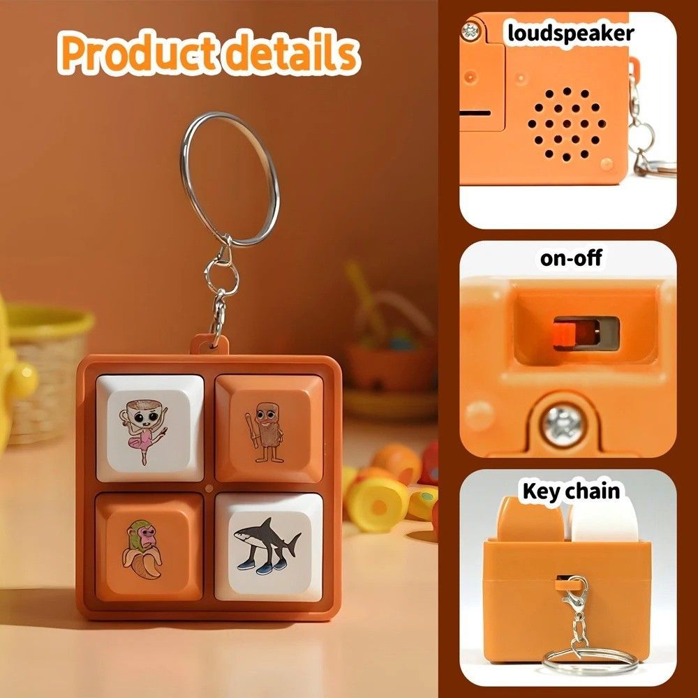 Italian Brainrot Keyboard Tungtungtung Clicker Keychain Toy