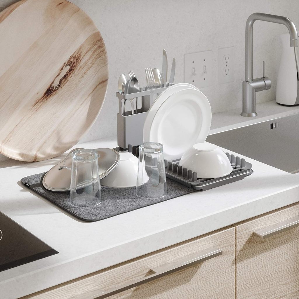 2in1 Dish Drying Rack & Microfiber Dish Mat