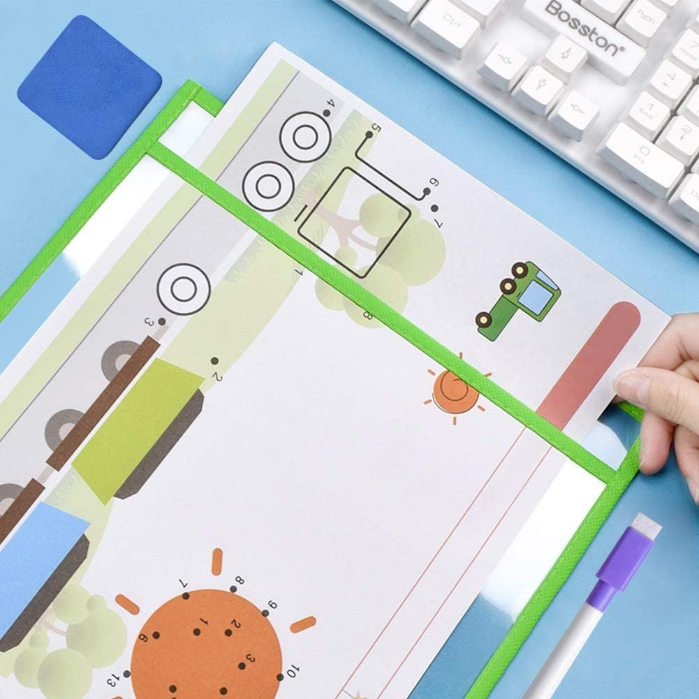 Clear PVC Reusable Dry Erase Pocket Sleeves