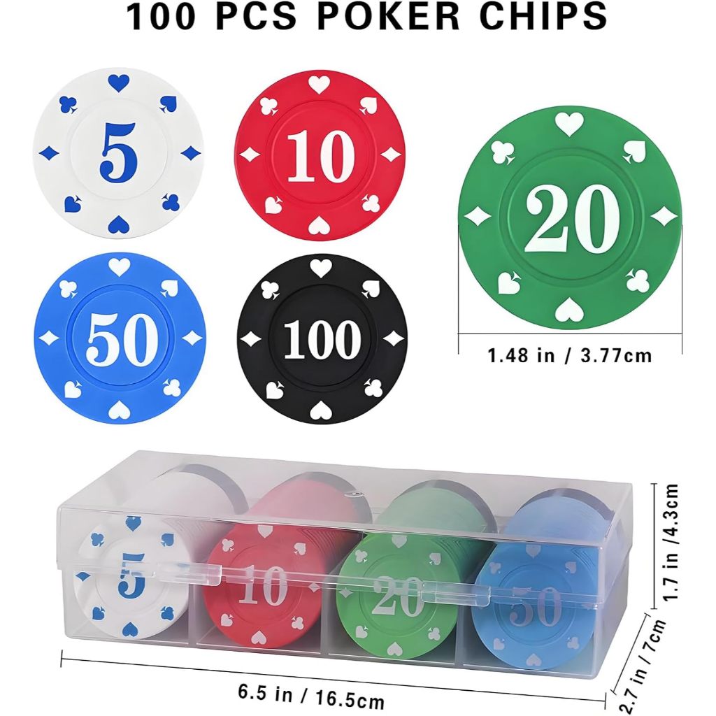 100pcs Casino Mahjong Poker Chips with Box