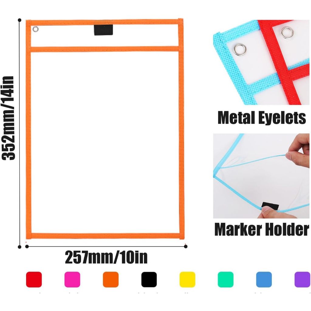 Clear PVC Reusable Dry Erase Pocket Sleeves