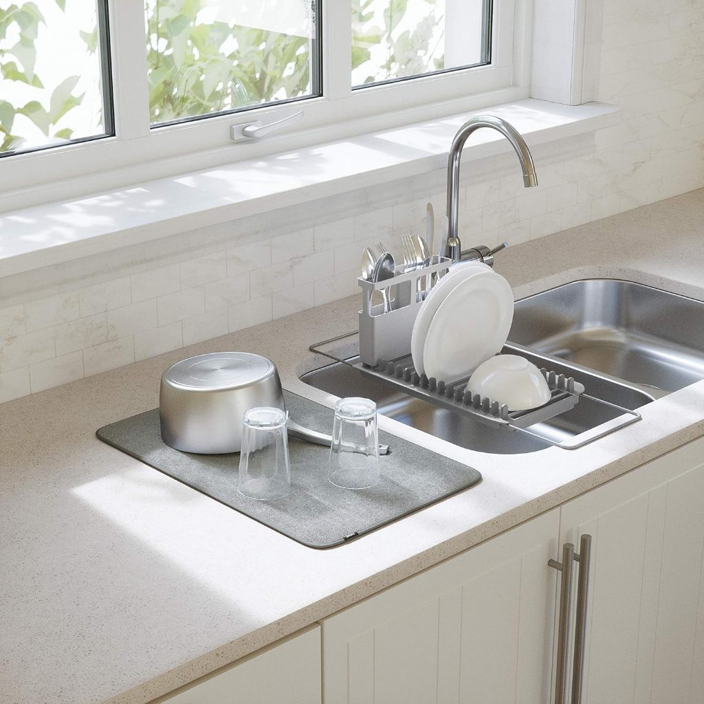 2in1 Dish Drying Rack & Microfiber Dish Mat